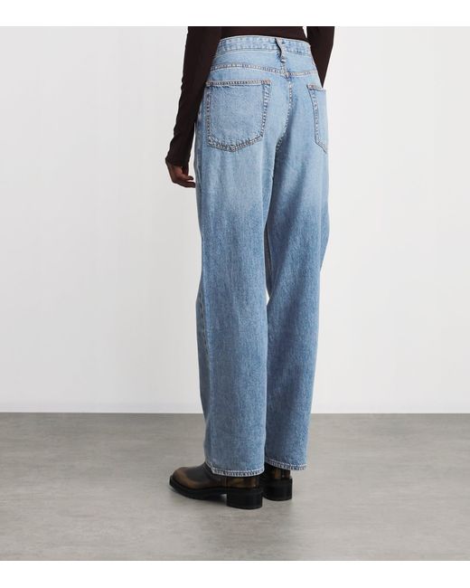 Rag & Bone Blue Logan Mid-Rise Wide-Leg Jeans