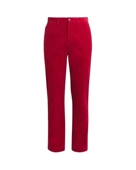 Polo Ralph Lauren Red Corduroy Bedford Straight Trousers for men