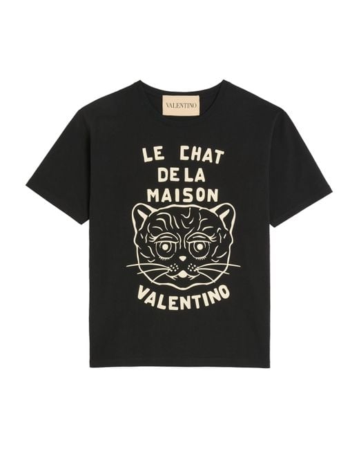 Valentino Garavani Black Le Chat De La Maison T-Shirt for men