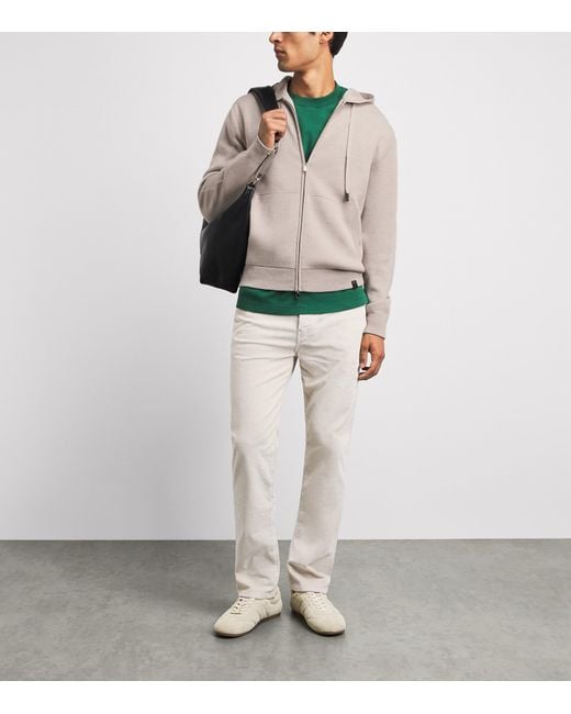 Jacob Cohen Gray Wool-Silk Knitted Zip-Up Hoodie for men