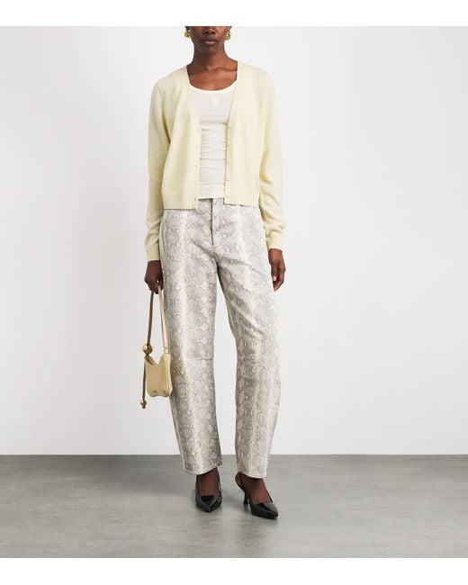 Citizens of Humanity Gray Snakeskin-Effect Miro Mid-Rise Relaxed Jeans