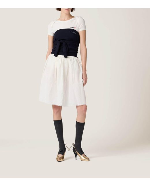 Miu Miu White X Petit Bateau Slim Logo Bodysuit