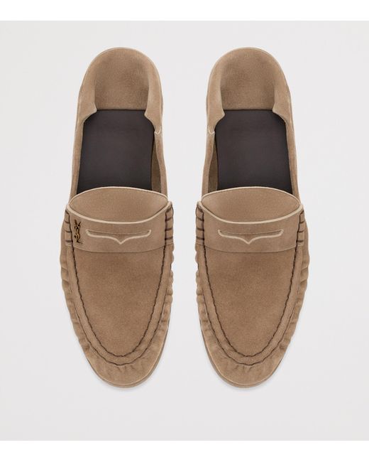 Saint Laurent Brown Suede Foldable Le Loafers for men