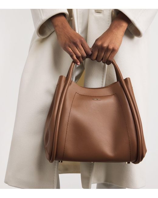 Max Mara Brown Small Leather Marine Top-Handle Bag