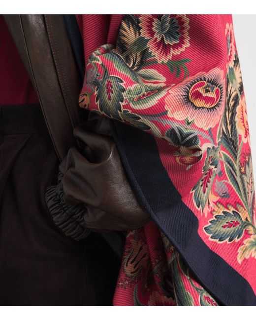 Etro Red Wool-Blend Floral Cape