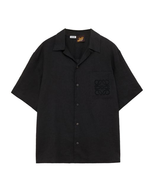 Loewe Black X Paula's Ibiza Linen Logo Short-sleeve Shirt for men