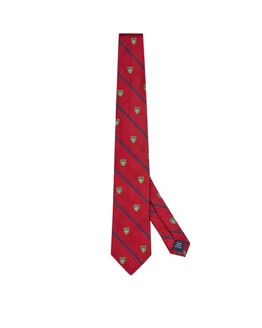 Polo Ralph Lauren Red Silk Striped Shield Tie for men