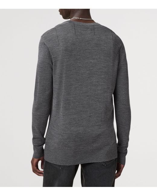 AllSaints Gray Merino Wool Mode Sweater for men