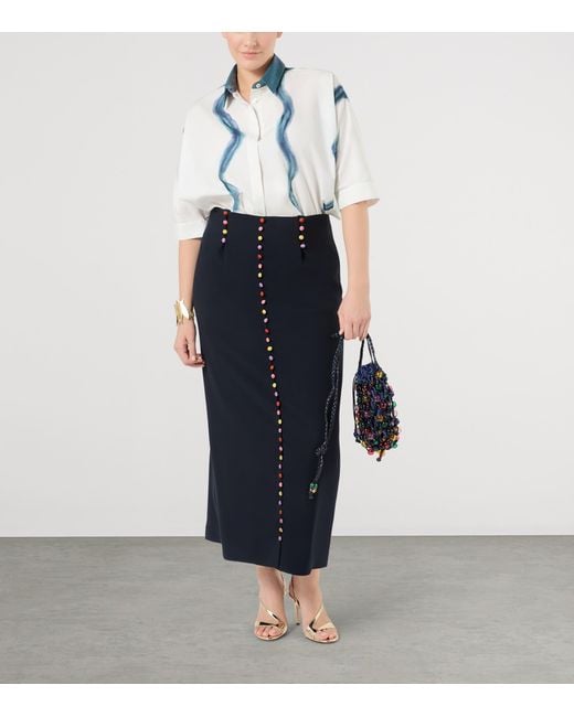 Marina Rinaldi Blue Embellished Midi Skirt