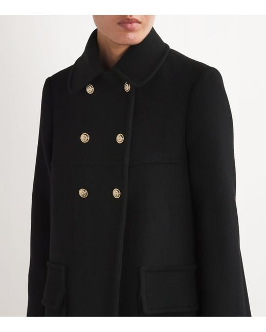 Maje Black Wool-Blend Pea Coat