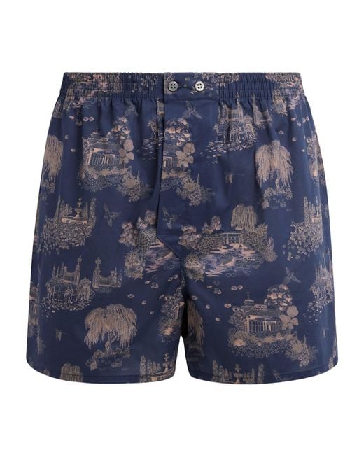 Derek Rose Blue Cotton Boxer Shorts for men
