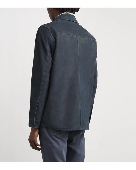 PAIGE Blue Suede Peyman Overshirt for men