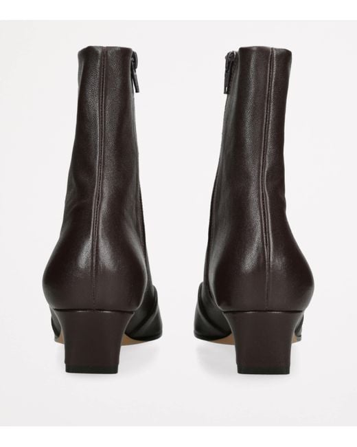 Khaite Brown Leather Nevada Ankle Boots 40