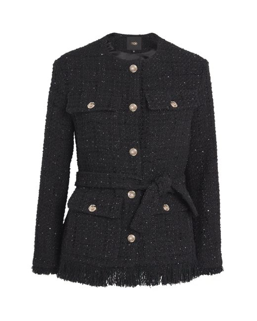 Maje Black Metallic-Thread Jacket
