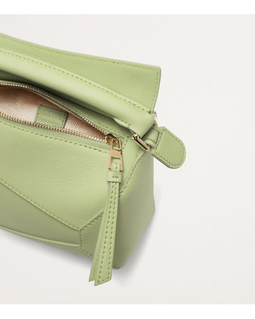 Loewe Green Mini Leather Puzzle Edge Top-Handle Bag