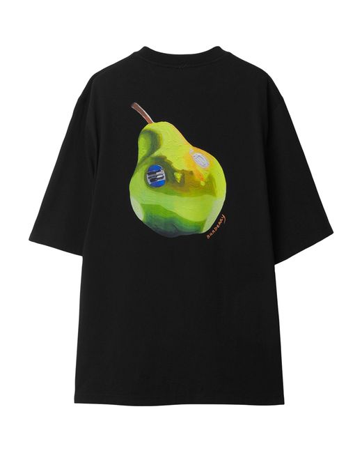 Burberry Black Cotton Pear Print T-shirt for men