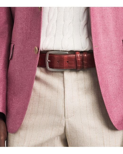 Elliot Rhodes Red Alligator Leather Belt for men