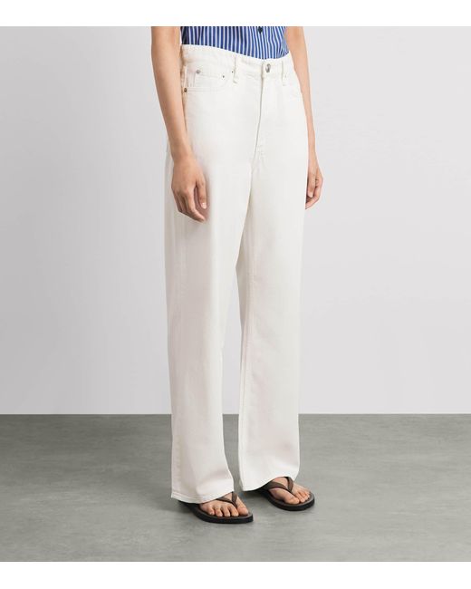 Rag & Bone White Featherweight Logan Mid-Rise Wide-Leg Jeans