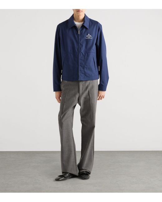 Prada Blue Technical Cotton Zip-Up Blouson Jacket for men