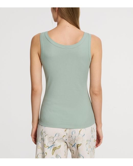 Hanro Green Stretch-Cotton Sleep & Lounge Tank Top