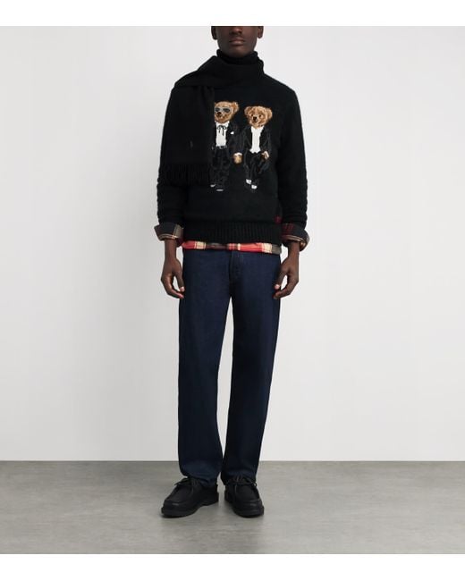 Polo Ralph Lauren Black Wool-Blend Ralph & Ricky Tuxedo Polo Bear Rollneck Sweater for men