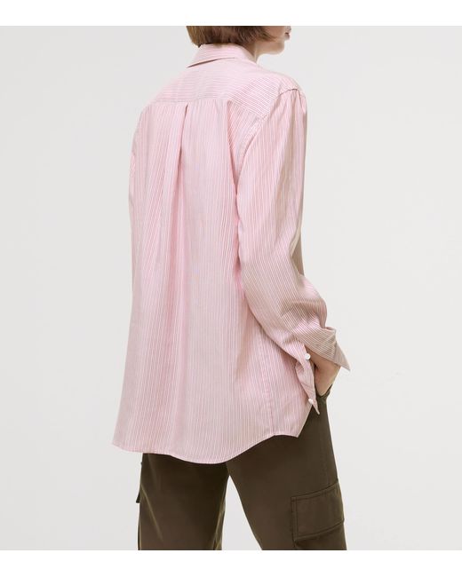 Burberry Pink Silk Stripe Relaxed Shirt