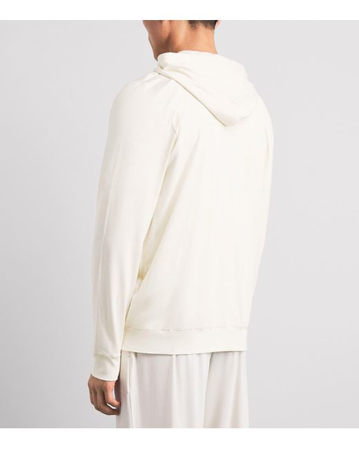 Derek Rose White Micromodal Zip-Up Hoodie for men