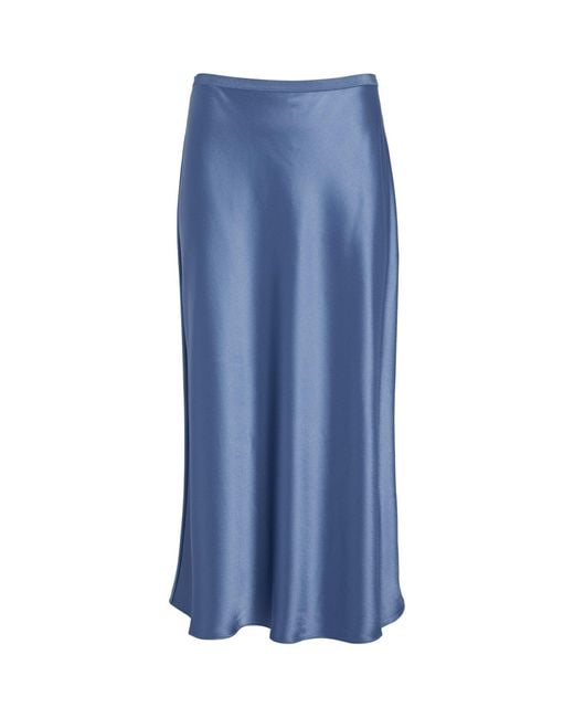 Polo Ralph Lauren Blue Satin Amla Midi Skirt
