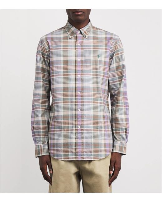 Polo Ralph Lauren Gray Cotton Madras Oxford Shirt for men