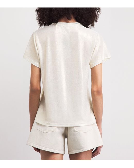 Maje White Lamé T-Shirt