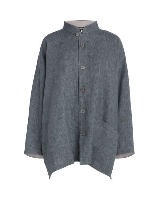 Eskandar Gray Linen Wide Longline Jacket