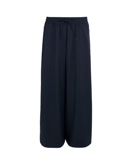 Weekend by Maxmara Blue Virgin Wool Wide-Leg Trousers