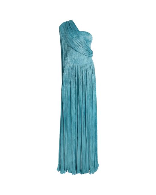 Marmar Halim Blue Taffeta Strapless Roseya Gown