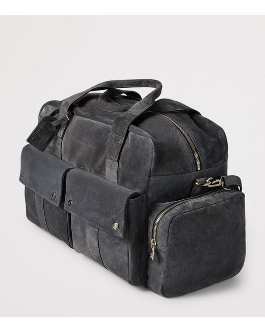 Brunello Cucinelli Black Suede Leisure Bag for men