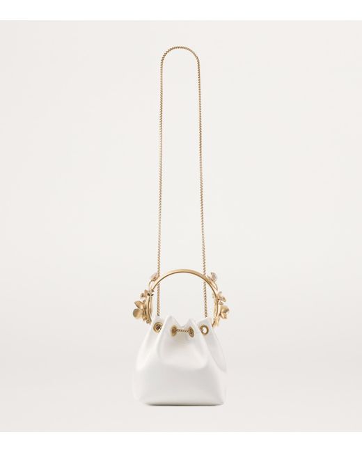 Jimmy Choo White Bon Bon Satin Top-Handle Bag