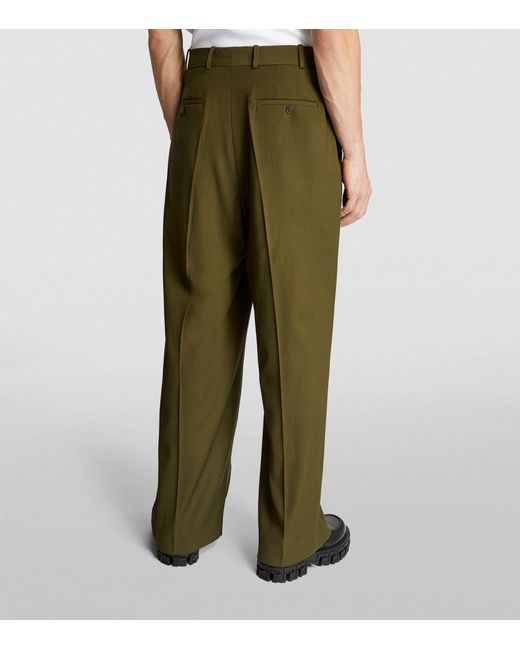 Hed Mayner Green Oversized Wool Trousers for men