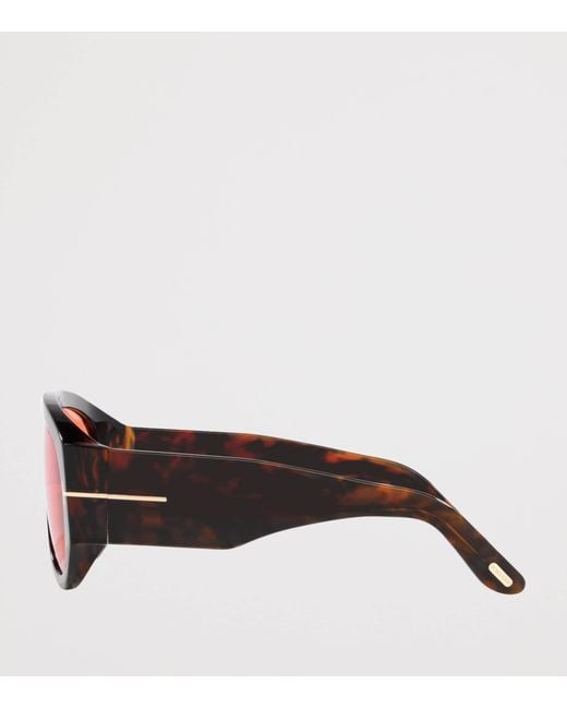 Tom Ford Brown Tortoiseshell Bronson Aviator Sunglasses for men