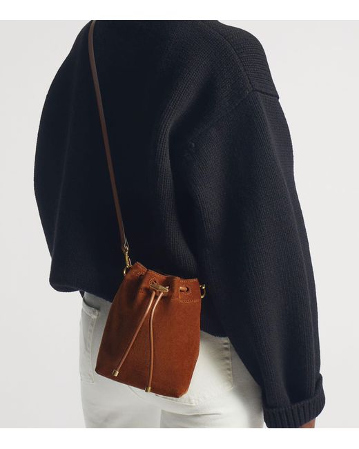 Jimmy Choo Brown Cinch Mini Suede Top-Handle Bucket Bag