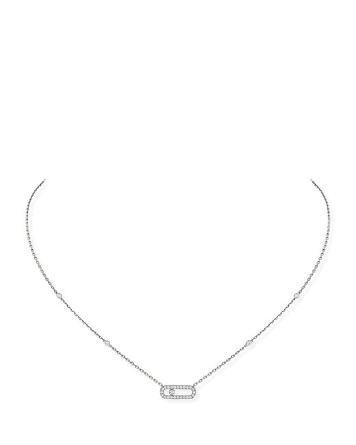 Messika Natural White Gold And Diamond Move Uno Necklace