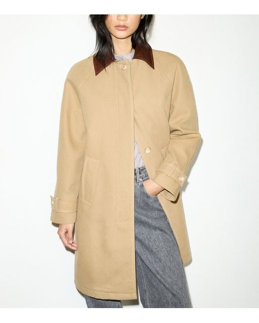 MAX&Co. Natural Contrast-Collar Raincoat