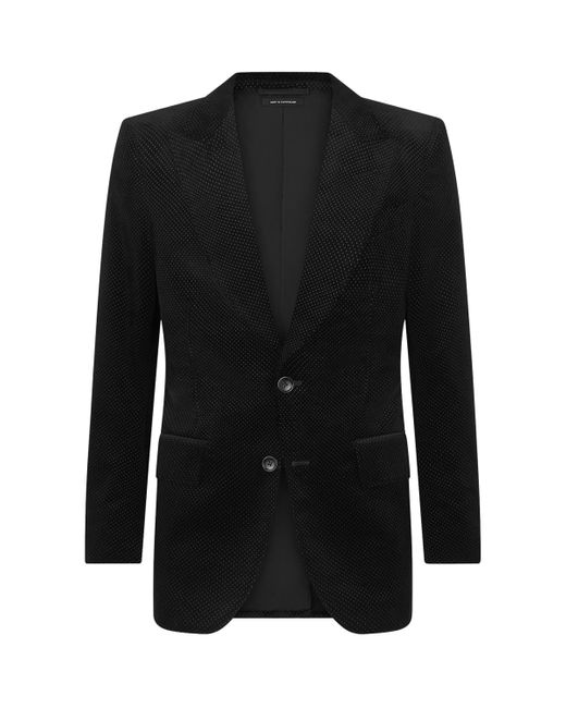 Tom Ford Black Cotton Dotted Dyllan Blazer for men