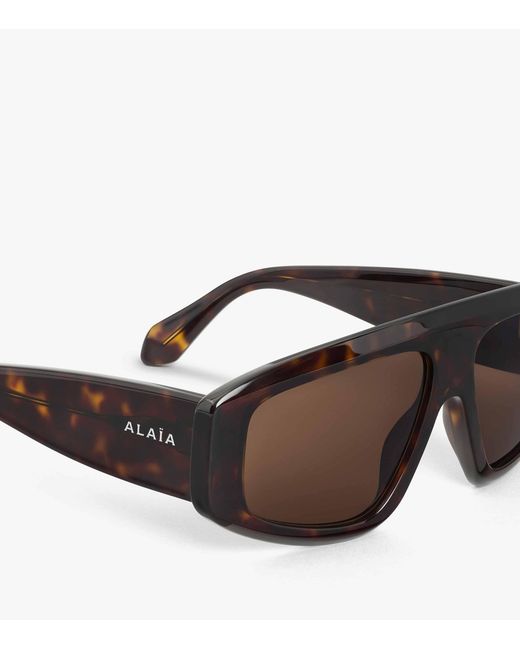 Alaïa Brown Acetate Aviator Mask Sunglasses