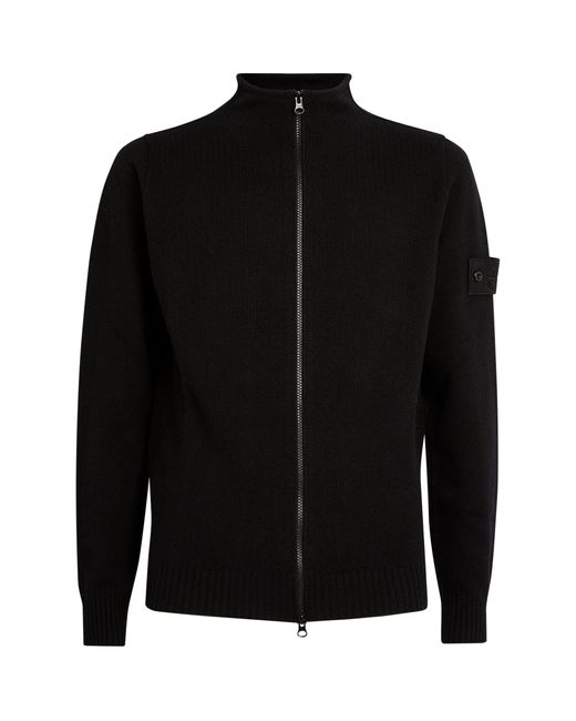 Stone Island Black Cashmere Ghost Zip-up Sweater for men
