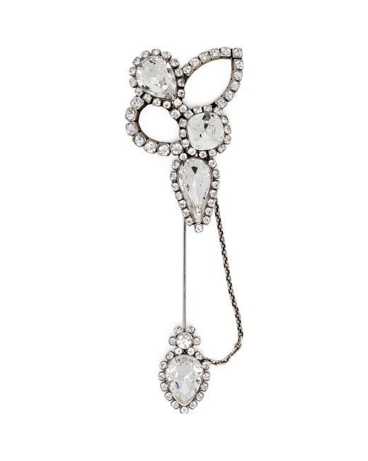 McQueen Metallic Embellished Chandelier Brooch for men