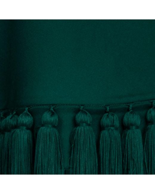 Alaïa Green Wool Asymmetric Tassel Skirt