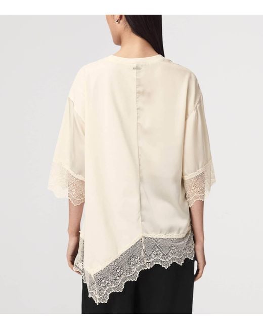 AllSaints White Cotton Lace-Trim Lenny T-Shirt
