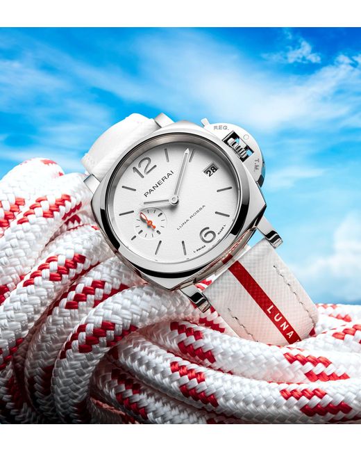 Panerai White Stainless Steel Luminor Due Luna Rossa Watch