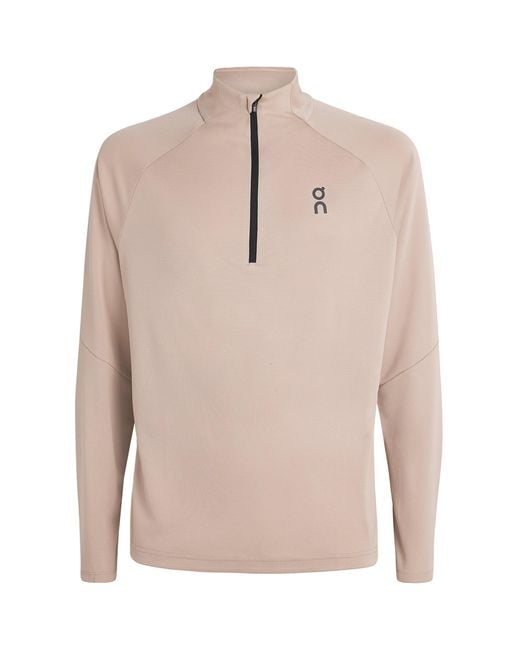 On Shoes Natural Climate Zip-Up Lg-Sleeve T-Shirt for men