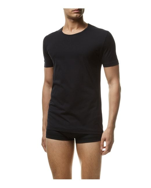 Zimmerli of Switzerland Black 172 Pure Comfort Round Neck T-Shirt for men