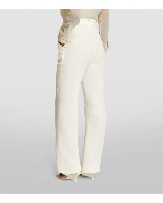 Max Mara White Linen Wide-leg Trousers